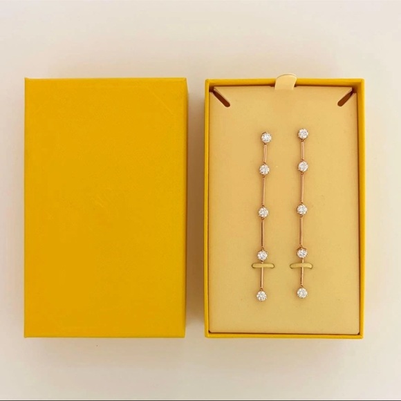 Swarovski Constella Drop Earrings Rose Gold Tone White Gem - Picture 2 of 3